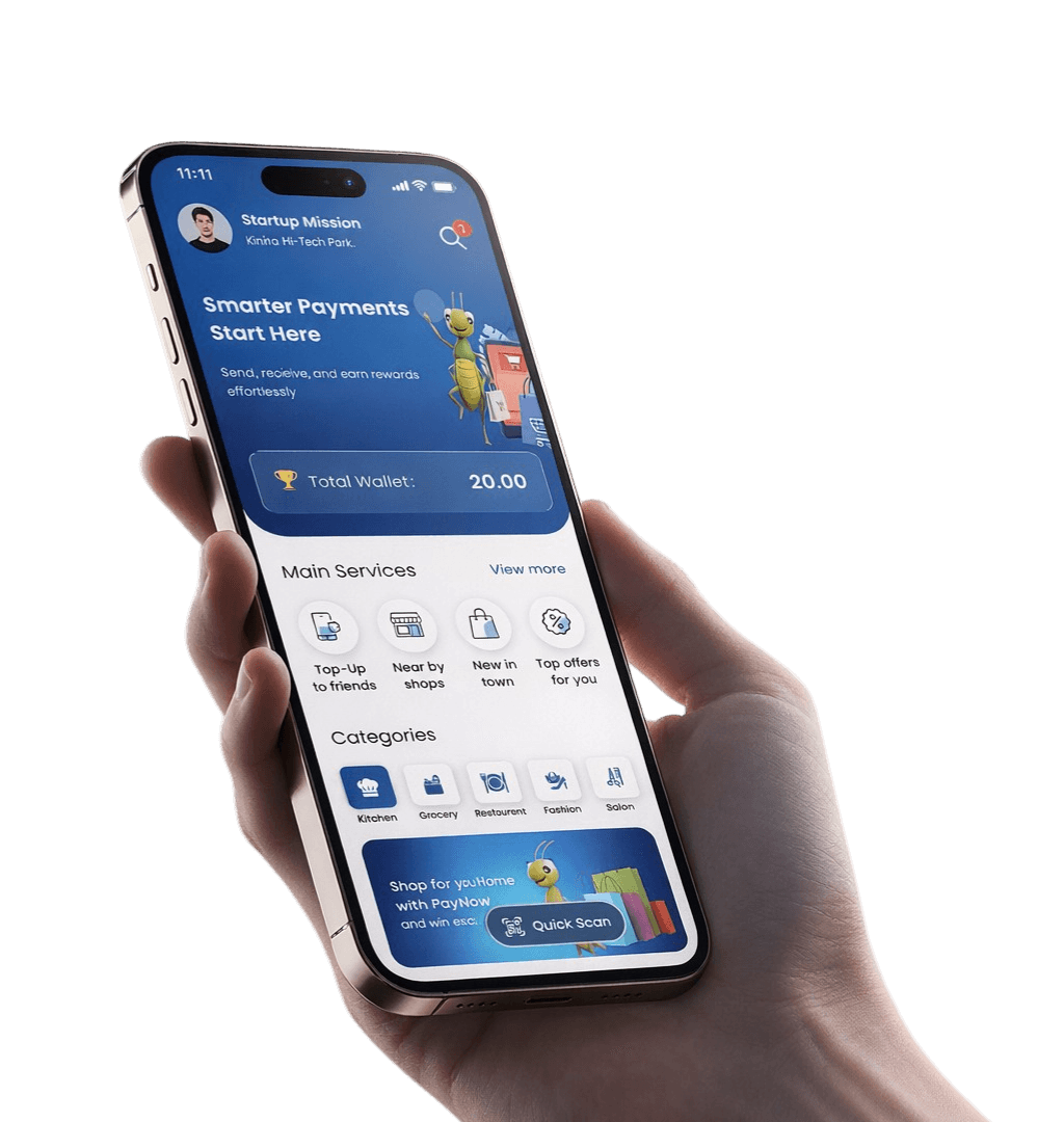 PayNback app running on an iPhone held in a hand